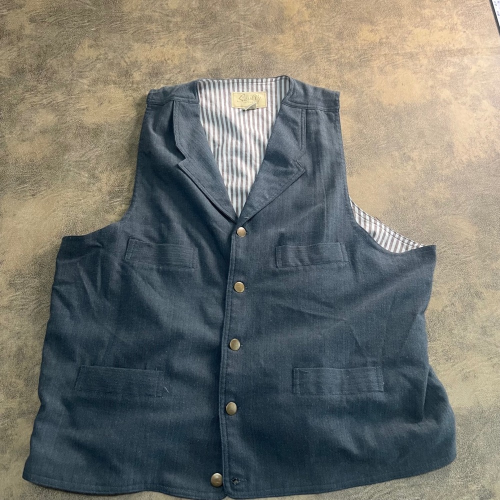 Scully Vest Mens XL Grey Herringbone Western Back Buckle